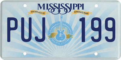 MS license plate PUJ199