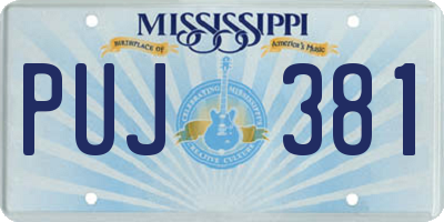 MS license plate PUJ381