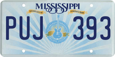 MS license plate PUJ393