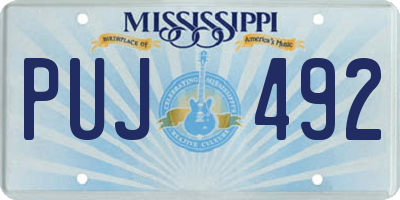 MS license plate PUJ492