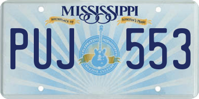 MS license plate PUJ553