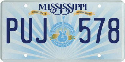 MS license plate PUJ578