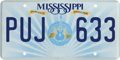MS license plate PUJ633