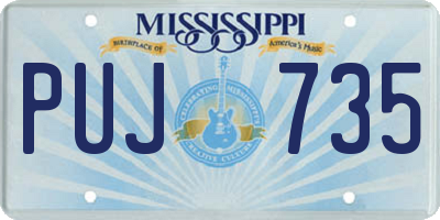 MS license plate PUJ735