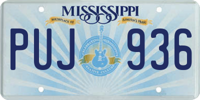 MS license plate PUJ936