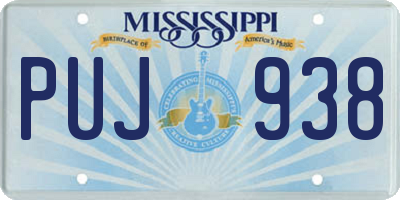 MS license plate PUJ938