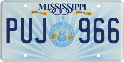 MS license plate PUJ966
