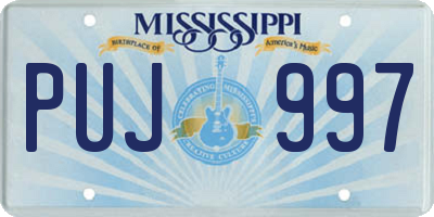 MS license plate PUJ997