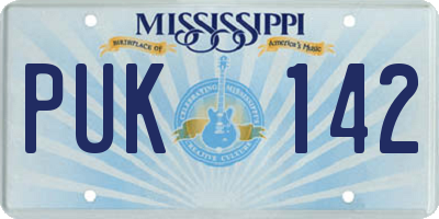 MS license plate PUK142