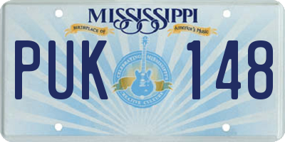 MS license plate PUK148