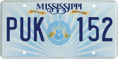 MS license plate PUK152