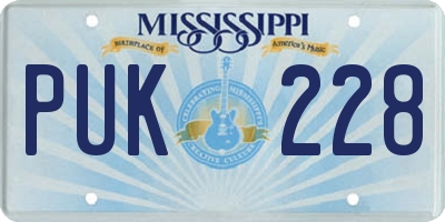 MS license plate PUK228