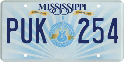 MS license plate PUK254