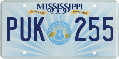MS license plate PUK255