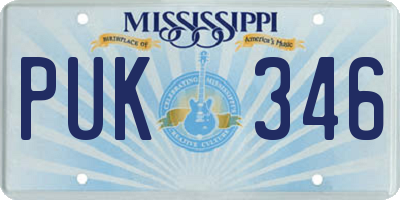 MS license plate PUK346