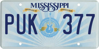 MS license plate PUK377