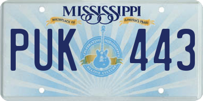 MS license plate PUK443