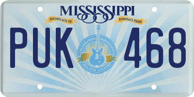 MS license plate PUK468