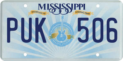 MS license plate PUK506