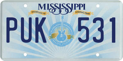 MS license plate PUK531