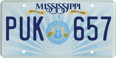 MS license plate PUK657