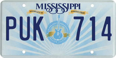 MS license plate PUK714