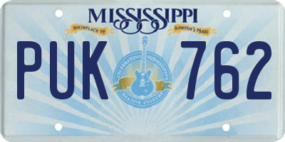 MS license plate PUK762