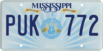 MS license plate PUK772