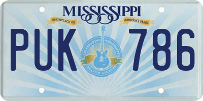 MS license plate PUK786