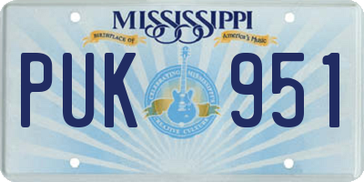 MS license plate PUK951