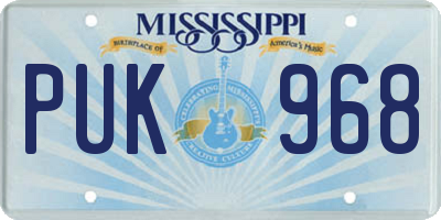 MS license plate PUK968