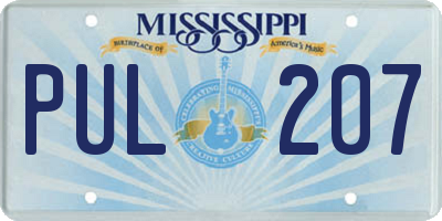 MS license plate PUL207