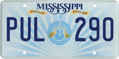 MS license plate PUL290
