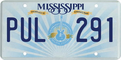 MS license plate PUL291