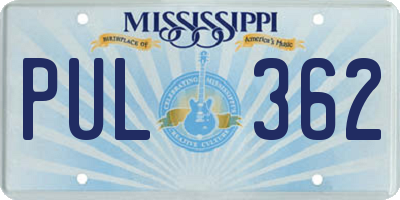 MS license plate PUL362