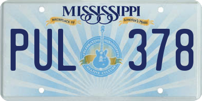 MS license plate PUL378