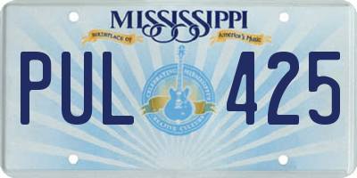 MS license plate PUL425