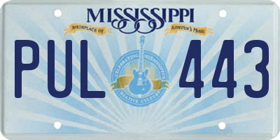 MS license plate PUL443