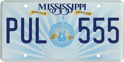 MS license plate PUL555