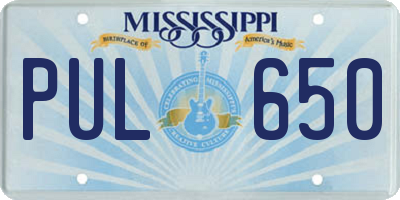 MS license plate PUL650