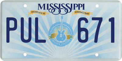 MS license plate PUL671