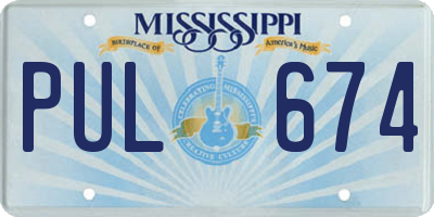 MS license plate PUL674