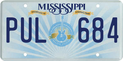 MS license plate PUL684