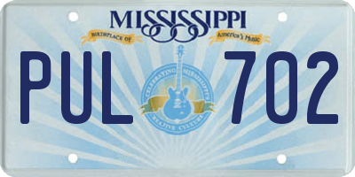 MS license plate PUL702