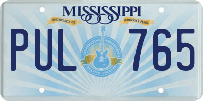 MS license plate PUL765