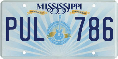 MS license plate PUL786