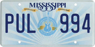 MS license plate PUL994