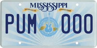MS license plate PUM000