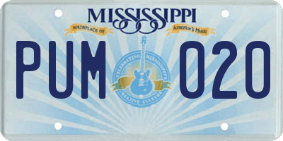 MS license plate PUM020