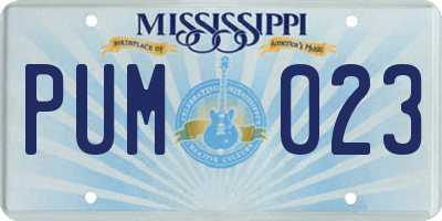 MS license plate PUM023
